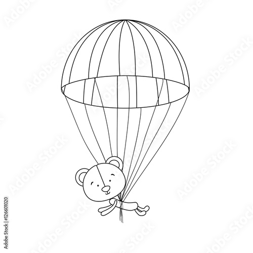 teddy bear character and parachute icon image vector illustration design 