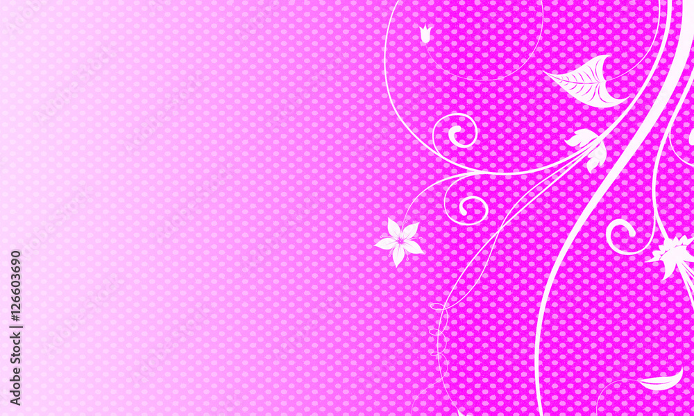 Flowers on Pink and White Polka Dot background