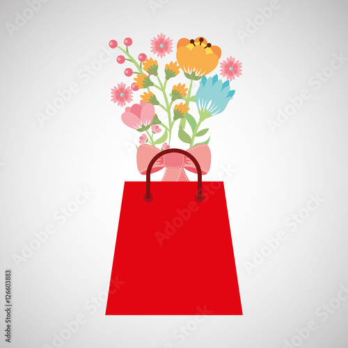 shopping bag with beauty bouquet flower vector illustration eps 10