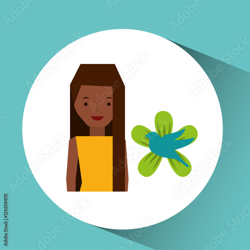 girl afro bird fly icon vector illustration eps 10