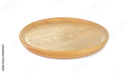 wooden  plate on white background