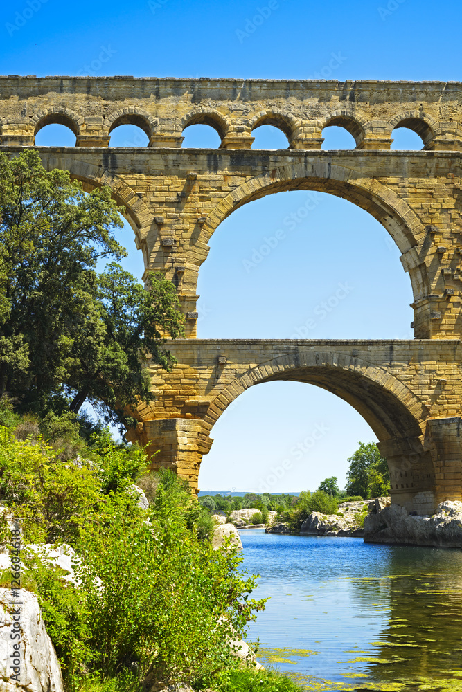 Roman aqueduct Pont du Gard, Unesco site.Languedoc, France. Roman aqueduct Pont du Gard, Unesco site.Languedoc, France.
