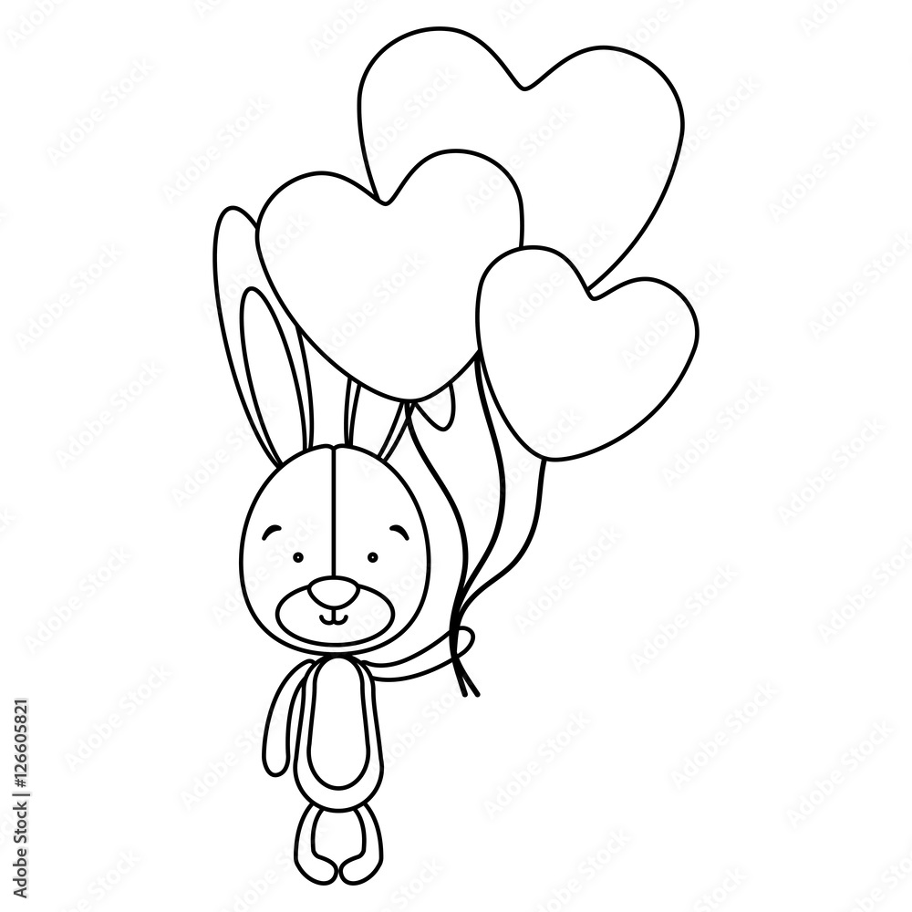 rabbit or bunny with balloons icon image vector illustration design rabbit or bunny with balloons icon image vector illustration design