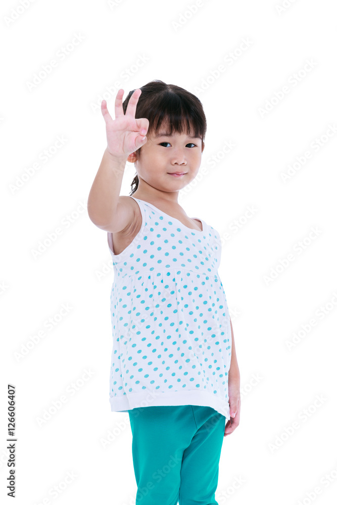Happy asian child showing ok sign gesture. Isolated on white. Happy asian child showing ok sign gesture. Isolated on white.