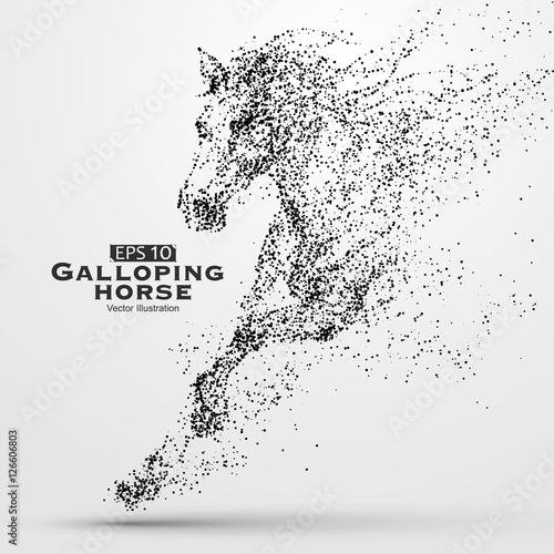 Galloping horse,Many particles,sketch,vector illustration,The moral development and progress.
