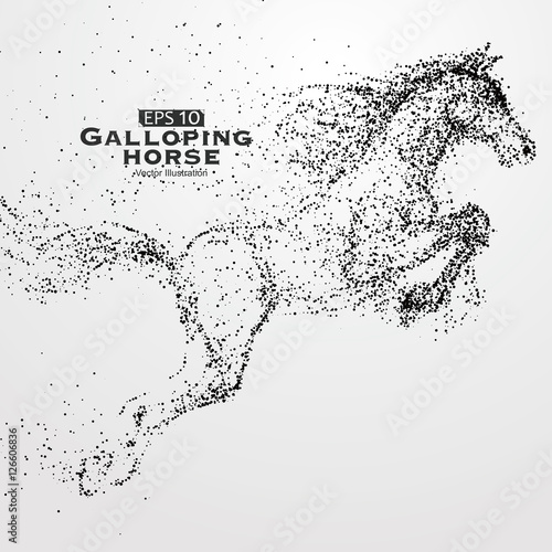 Galloping horse,Many particles,sketch,vector illustration,The moral development and progress.