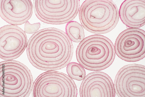 Red sliced onion background