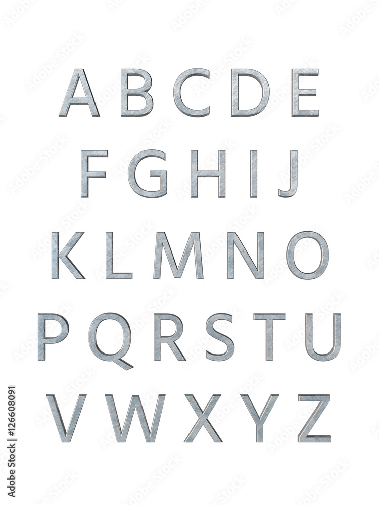 Metal alphabet. 3D rendering Metal alphabet. 3D rendering