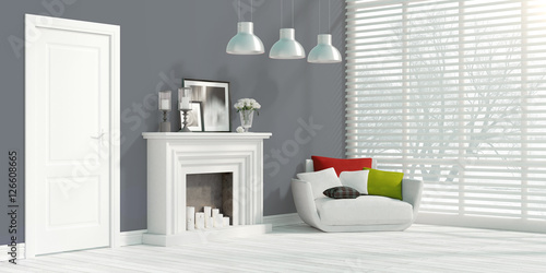 Modern bright interior . 3D rendering