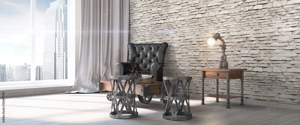 Modern bright interior . 3D render Modern bright interior . 3D render