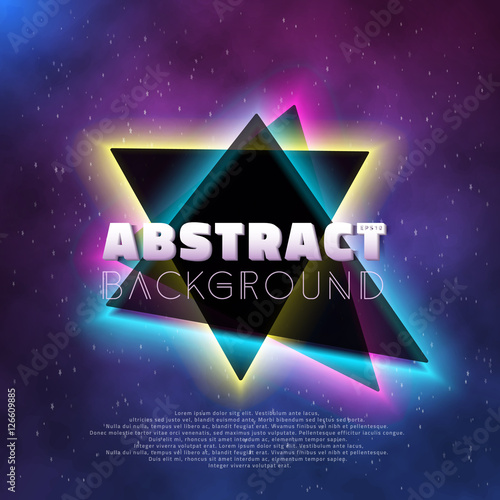 Music Abstract Poster Cover 1980s Style Background. Neon Retro D