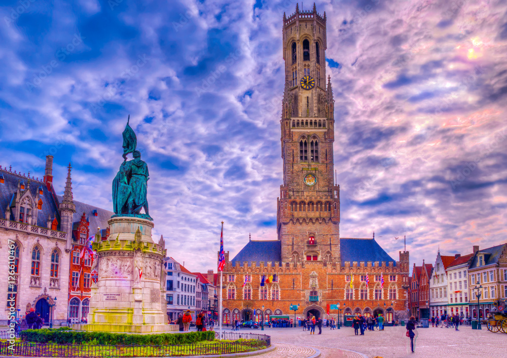 Obraz premium Grote Markt square in medieval city Brugge, Belgium