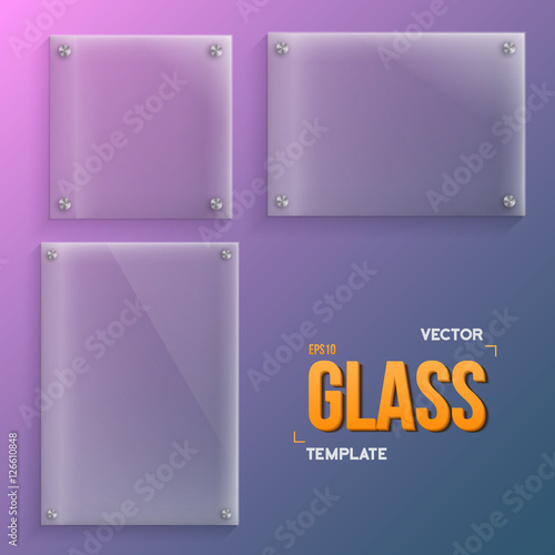 Transparent Vector Glass. Set of Realistic Vector Glass Frame Te