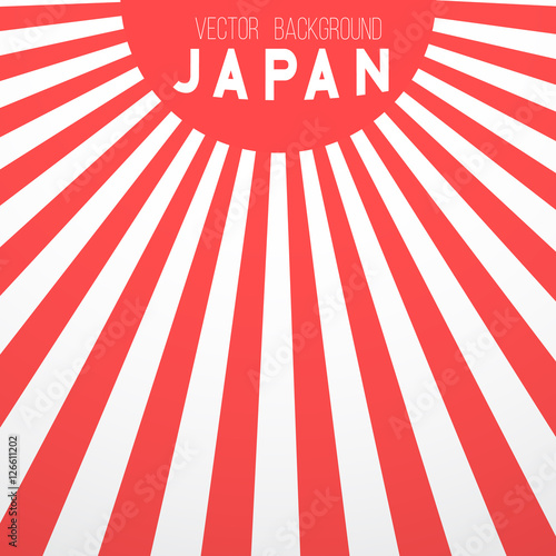 Japan Flag Vector Background. Retro Style Japan Flag Sunburst Ef