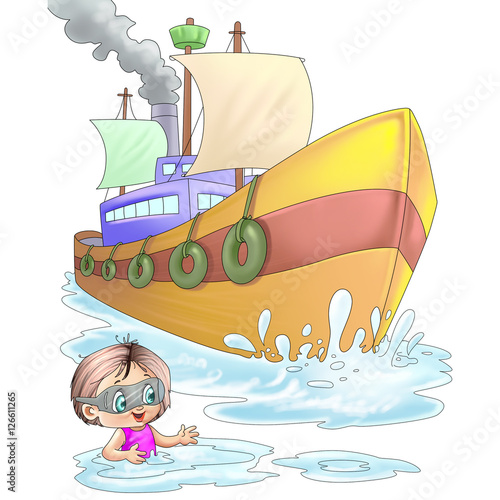 Boy near ship