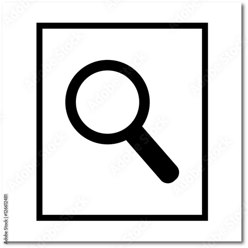 Black search icon in a black frame