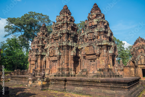 Banteay Srei the gem of Khmer empire this place is the only one temple made by pink sandstone in Siem Reap, Cambodia.