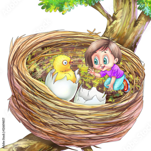 Boy into nest