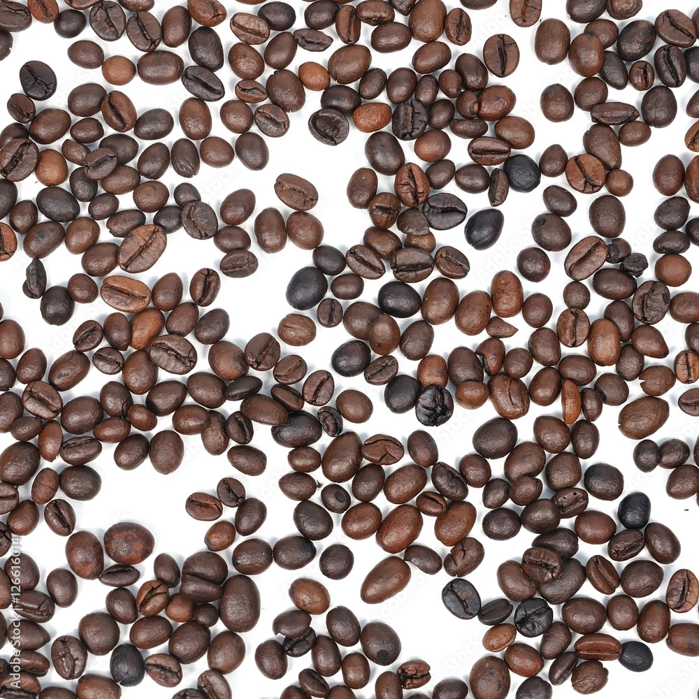 Coffee seed on white background, texture and pattern Coffee seed on white background, texture and pattern