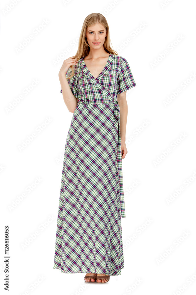 Fashion photo of young magnificent woman wearing dress Fashion photo of young magnificent woman wearing dress