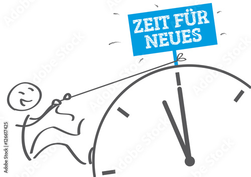 Zeit für neues – Strichmännchen erklimmt Uhr