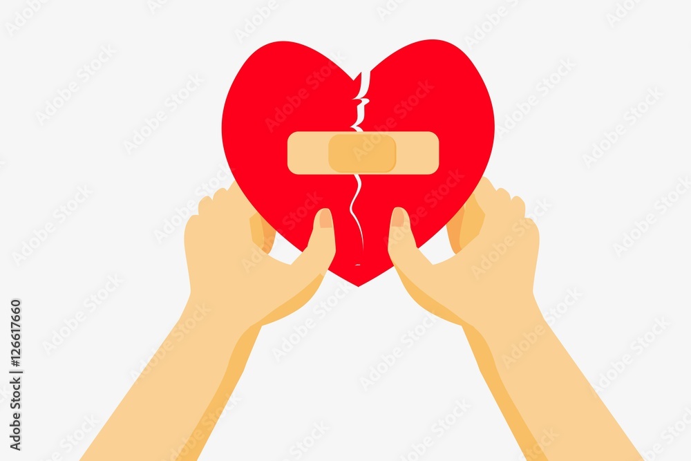 Obraz premium Illustration for Fixing a Broken Heart , isolated on white 