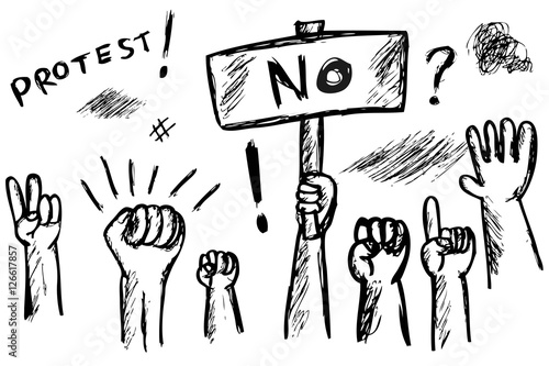 Black and White Sketchy Illustration for Demonstration or Protest
 photo