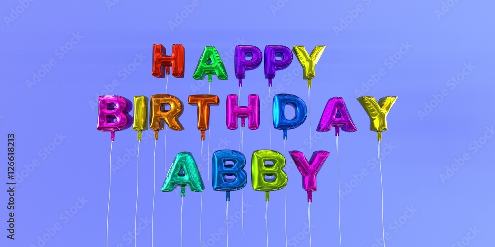 Happy Birthday Abby card with balloon text - 3D rendered stock image. This image can be used for a eCard or a print postcard. Happy Birthday Abby card with balloon text - 3D rendered stock image. This image can be used for a eCard or a print postcard.