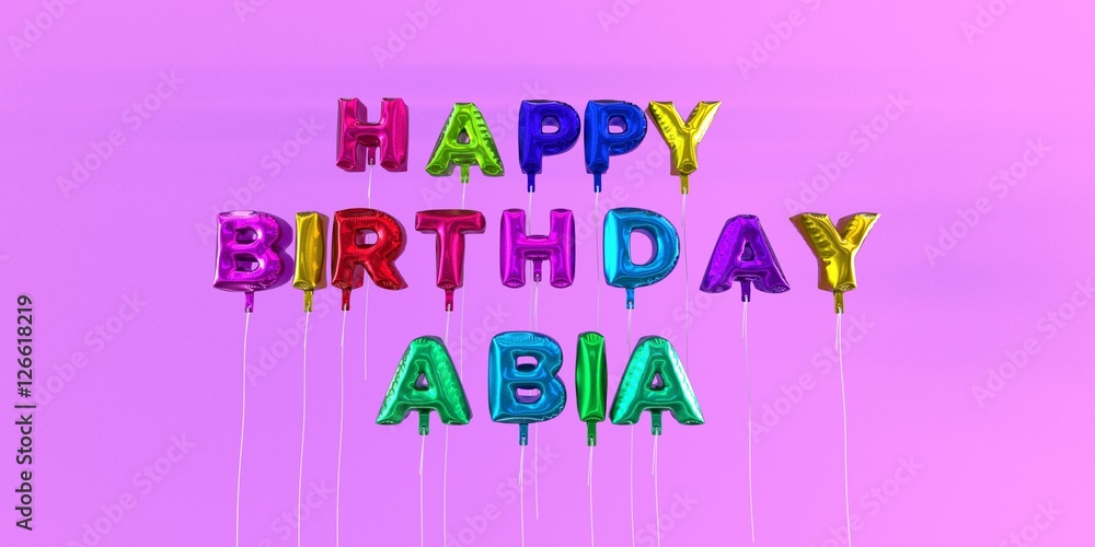 Happy Birthday Abia card with balloon text - 3D rendered stock image. This image can be used for a eCard or a print postcard. Happy Birthday Abia card with balloon text - 3D rendered stock image. This image can be used for a eCard or a print postcard.