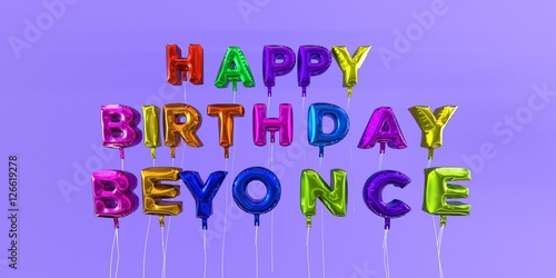 Happy Birthday Beyonce card with balloon text - 3D rendered stock image. This image can be used for a eCard or a print postcard. photo