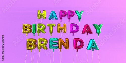 Happy Birthday Brenda card with balloon text - 3D rendered stock image. This image can be used for a eCard or a print postcard. photo