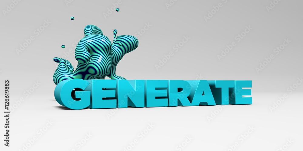 Naklejka premium GENERATE - 3D rendered colorful headline illustration. Can be used for an online banner ad or a print postcard.