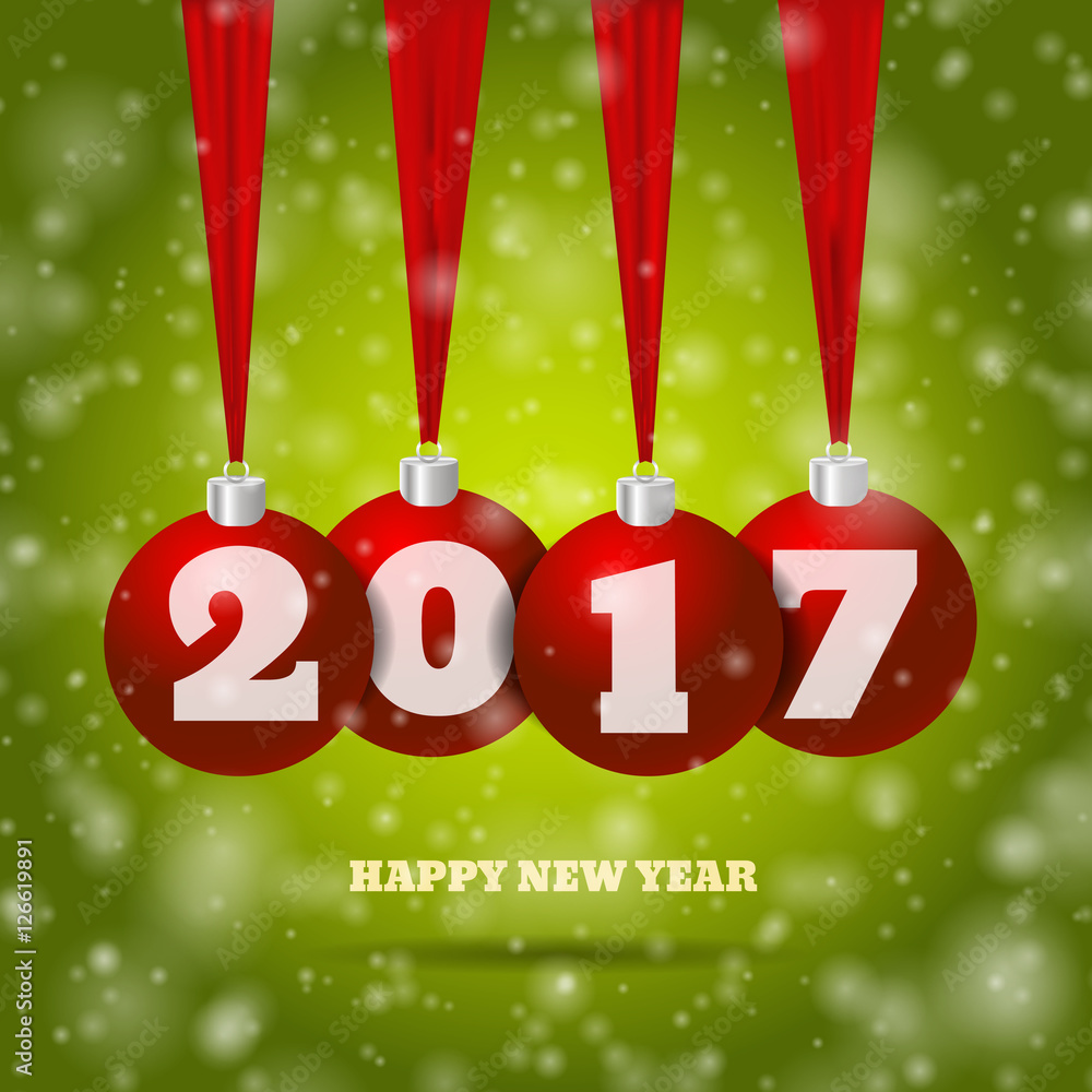 New year background with red balls and green bg eps 10 vector il New year background with red balls and green bg eps 10 vector il