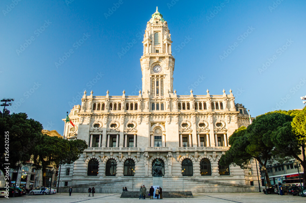 Porto City Hall in the Avenida dos Aliados in Porto, Portugal
