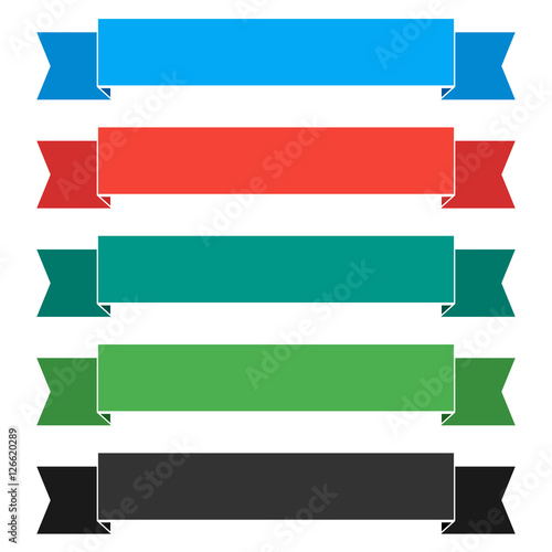 Colored ribbon banners set. Different Color Sample tapes template.