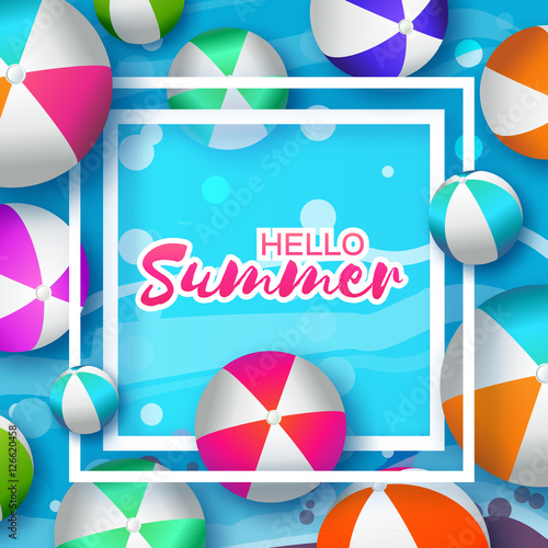 Realistic Colorful Beach Balls. Hello Summer