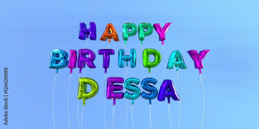 Ilustrace „happy Birthday Dessa Card With Balloon Text 3d Rendered