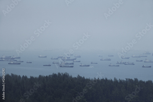 Ships in Singapore port in the morning