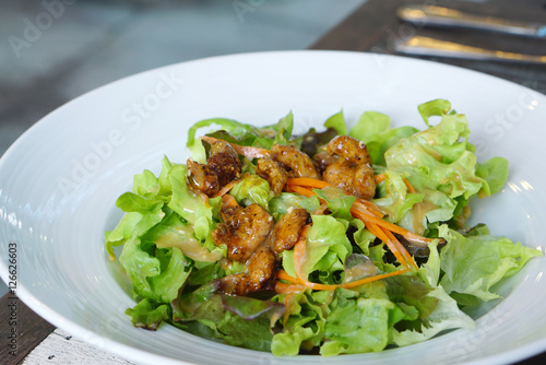 Grilled barbecue pork salad
