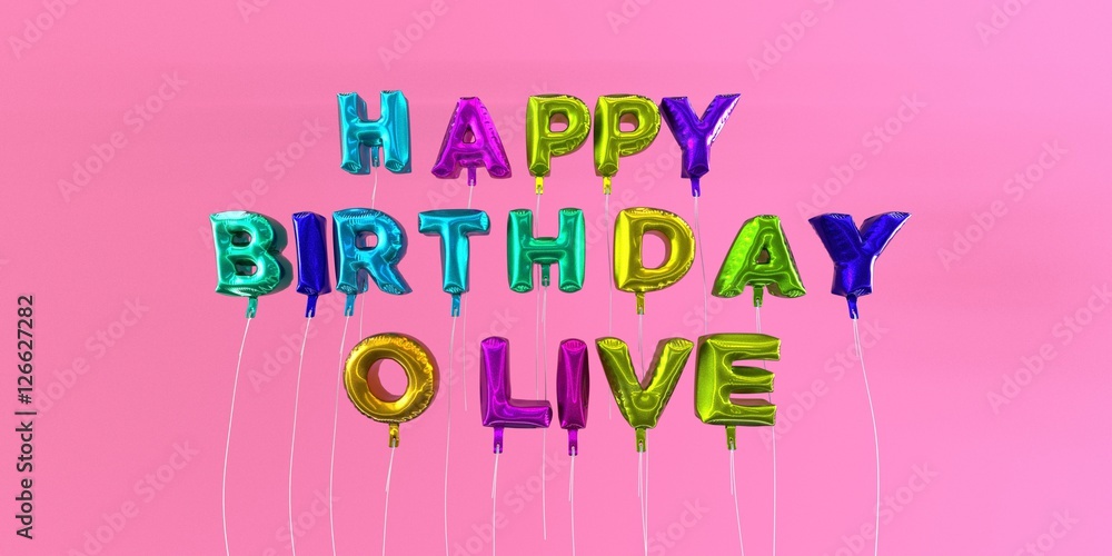 Happy Birthday Olive card with balloon text - 3D rendered stock image. This image can be used for a eCard or a print postcard. Happy Birthday Olive card with balloon text - 3D rendered stock image. This image can be used for a eCard or a print postcard.