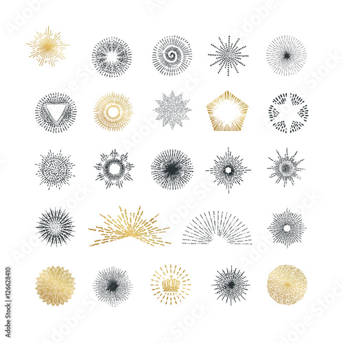 Hand drawn rays and starburst design elements