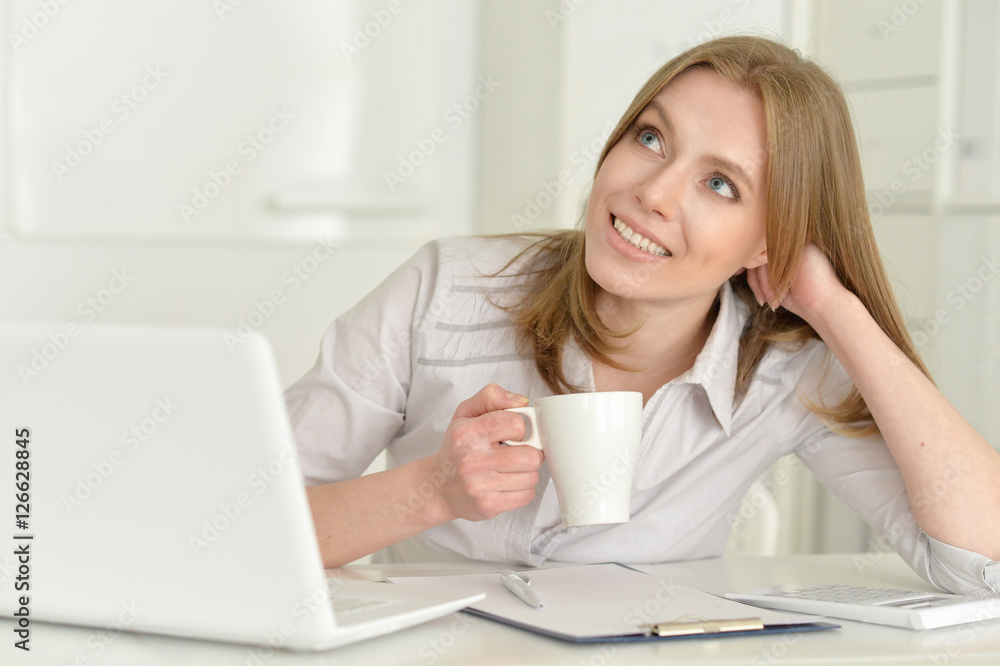 Young attractive businesswoman with laptop Young attractive businesswoman with laptop