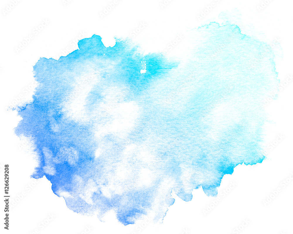 Abstract blue watercolor on white background.This is watercolor splash.It is drawn by hand. Abstract blue watercolor on white background.This is watercolor splash.It is drawn by hand.