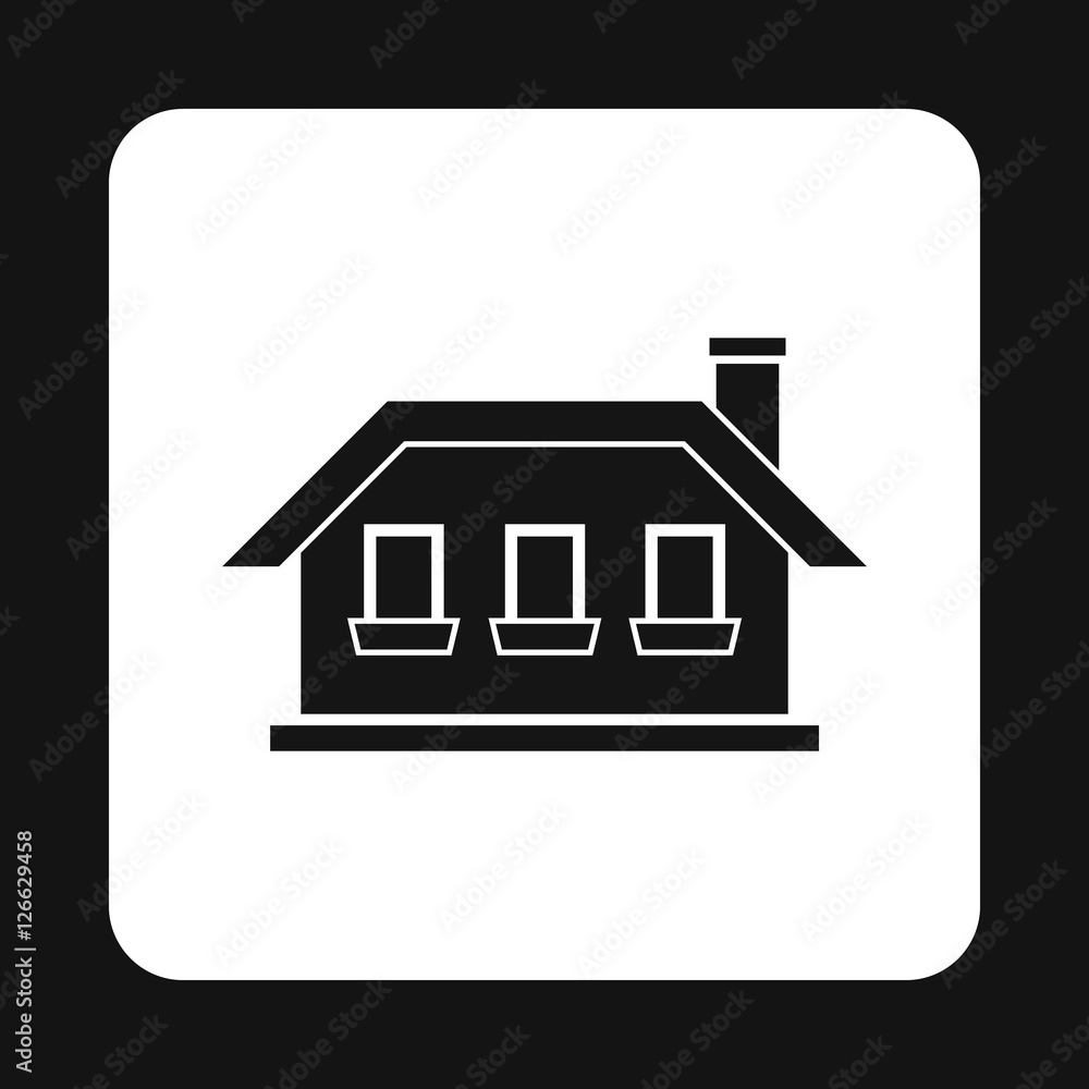 One storey house with three windows icon in simple style isolated on white background. Structure symbol vector illustration One storey house with three windows icon in simple style isolated on white background. Structure symbol vector illustration