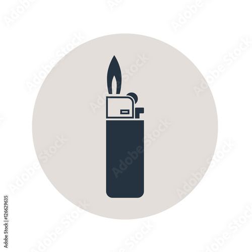 Icono plano mechero en circulo gris