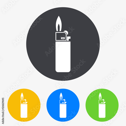 Icono plano mechero en circulo varios colores