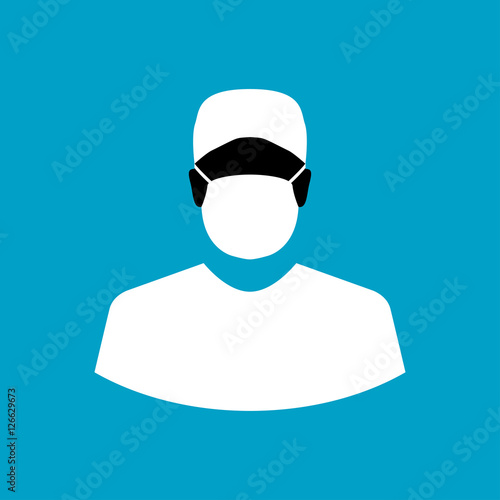 Icono plano silueta cirujano en fondo azul