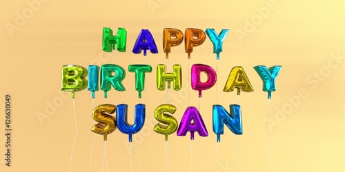 Canvas Print Happy Birthday Susan card with balloon text - 3D rendered stock image