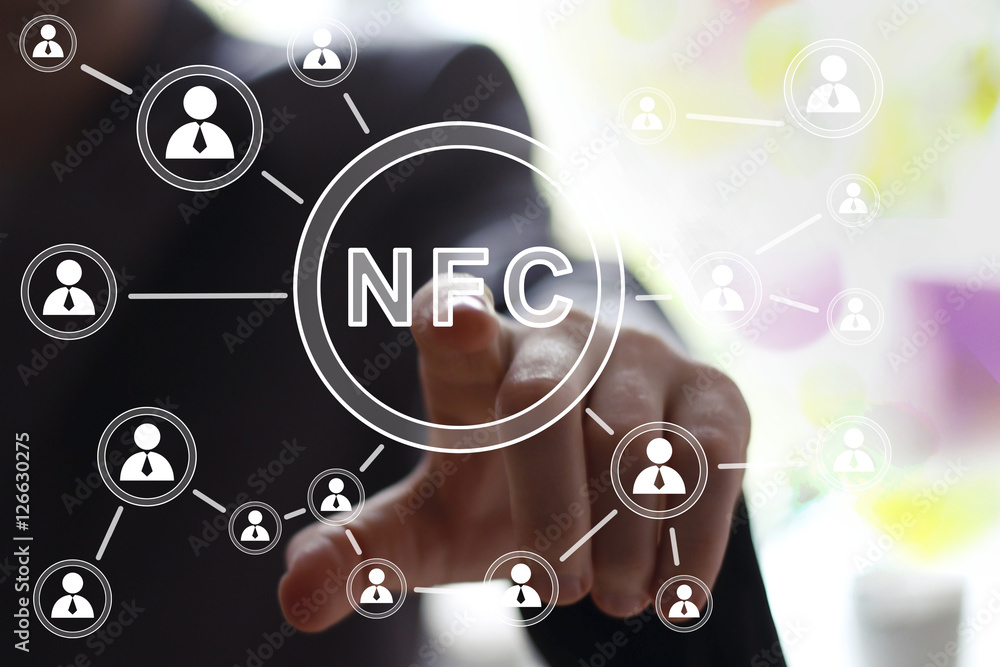 Fototapeta premium Business button nfc connection icon