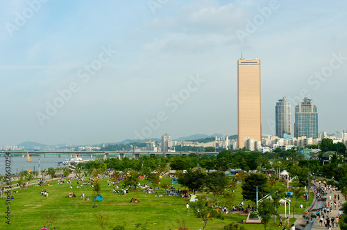 Hangang river in Seoul in summer in Korea